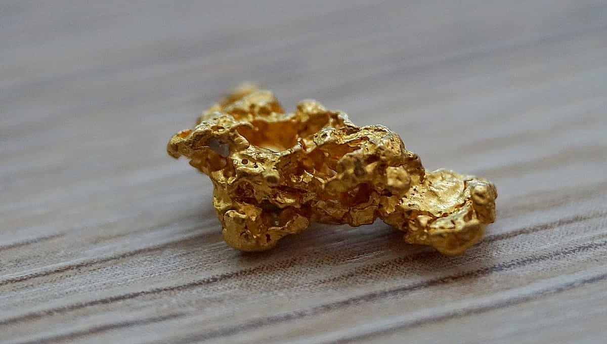 gold nugget on table